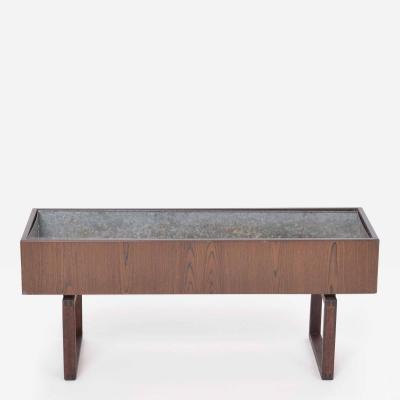 Elegant Danish Midcentury Wooden Planter Box with inlaid metal tub