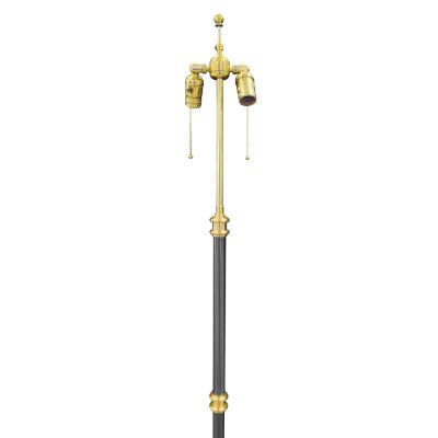 Elegant Floor Lamp in Gunmetal with Brass Accents 1980s
