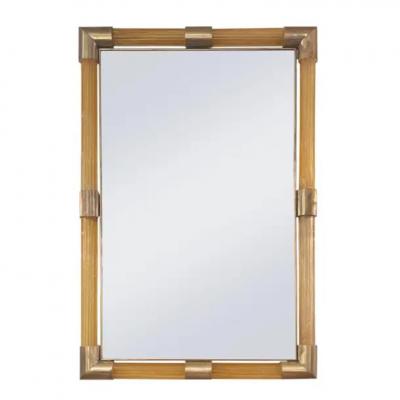 Elegant Fluted Murano Glass Rod Framed Mirror with Brass Detailing