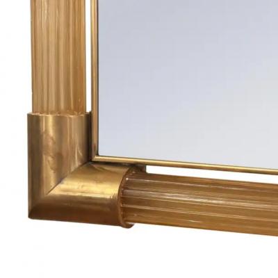 Elegant Fluted Murano Glass Rod Framed Mirror with Brass Detailing