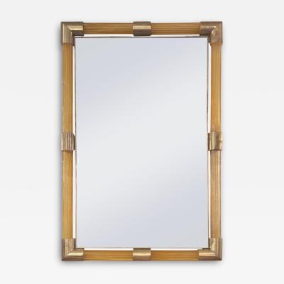 Elegant Fluted Murano Glass Rod Framed Mirror with Brass Detailing