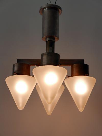 Elegant Four Flamed Art Deco Chandelier or Ceiling Lamp Germany 1930s