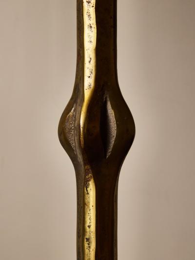 Elegant French Bronze Floor Lamp with Tripod Base and New Custom Shade