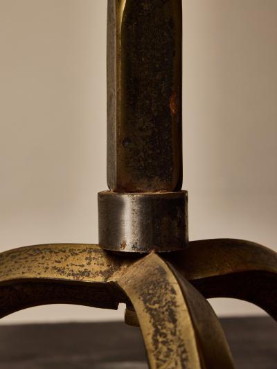 Elegant French Bronze Floor Lamp with Tripod Base and New Custom Shade