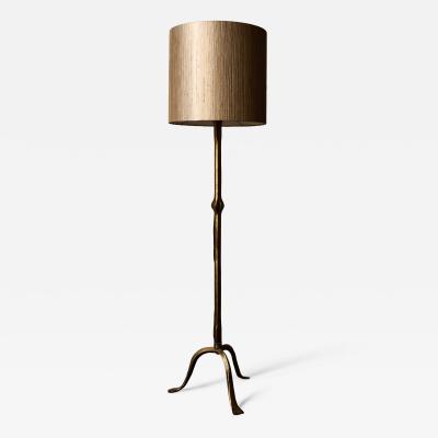 Elegant French Bronze Floor Lamp with Tripod Base and New Custom Shade