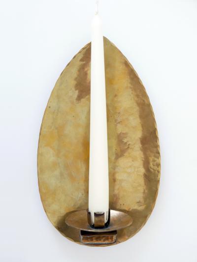Elegant Hammered Brass Bauhaus Candle Sconce 1930s Germany