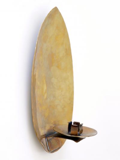 Elegant Hammered Brass Bauhaus Candle Sconce 1930s Germany
