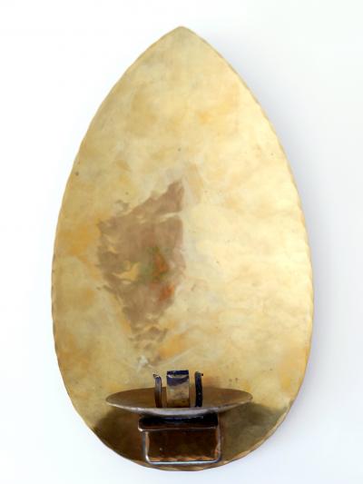 Elegant Hammered Brass Bauhaus Candle Sconce 1930s Germany