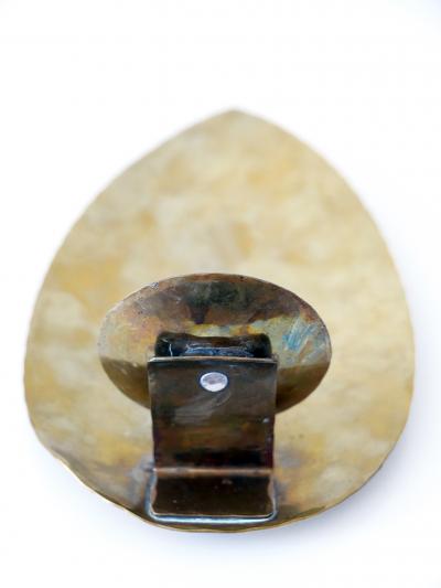 Elegant Hammered Brass Bauhaus Candle Sconce 1930s Germany