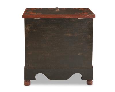 Elegant Hand Painted Wood Chest with Wrought Iron Clasp