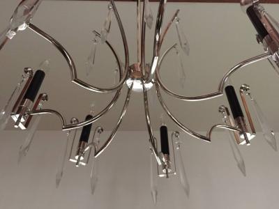 Elegant Hollywood Regency Silver Crystal Chandelier