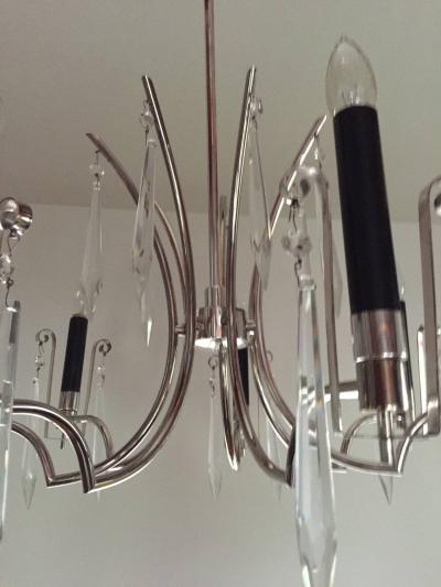 Elegant Hollywood Regency Silver Crystal Chandelier