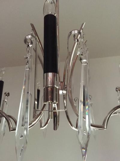 Elegant Hollywood Regency Silver Crystal Chandelier