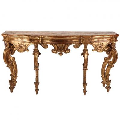 Elegant Italian 18th Century Giltwood Console Table