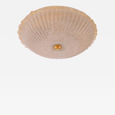 Elegant Italian Artisan Glass Flush Mount Ceiling Fixture 1990s