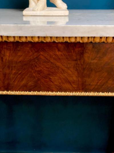 Elegant Italian Empire Consoles Tables with White Marble Top 1815
