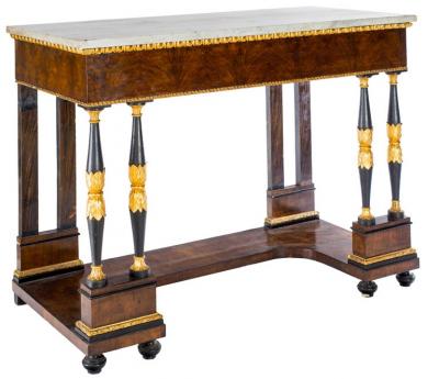 Elegant Italian Empire Consoles Tables with White Marble Top 1815