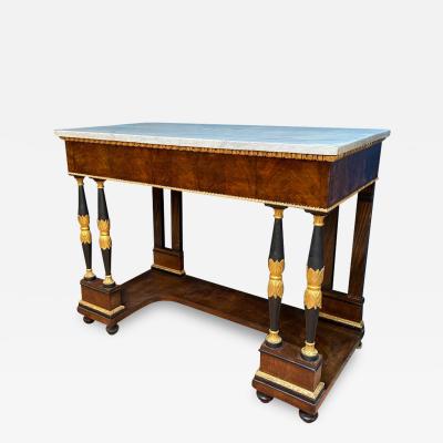 Elegant Italian Empire Consoles Tables with White Marble Top 1815