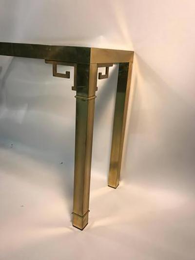 Elegant Italian Solid Brass Console Table with Greek Key Design