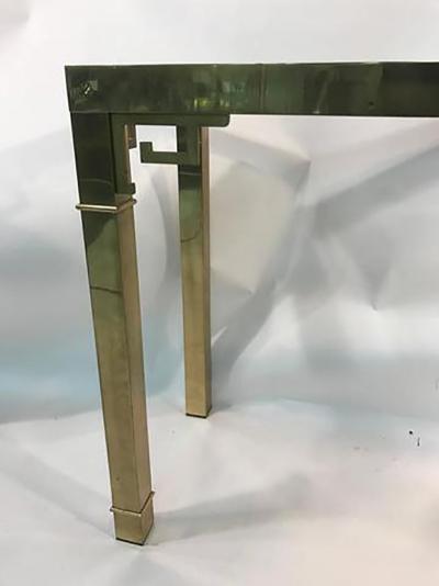 Elegant Italian Solid Brass Console Table with Greek Key Design