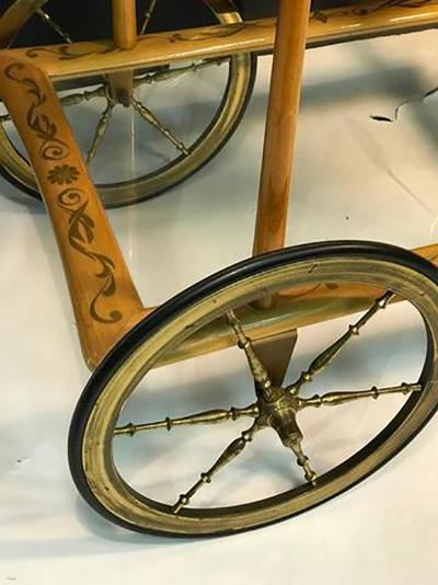 Elegant Italian Wooden Bar Cart with Beautiful Hand Painted Design
