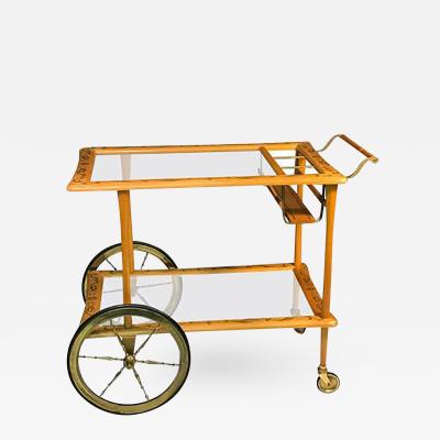 Elegant Italian Wooden Bar Cart with Beautiful Hand Painted Design