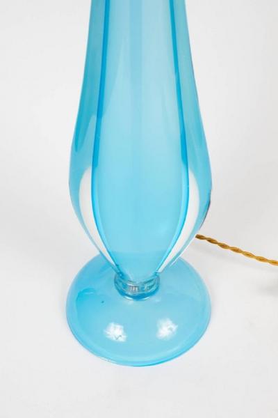 Elegant Italian murano blue sommerso glass lamp