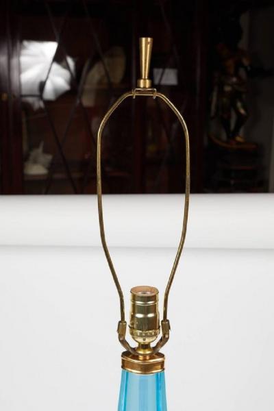 Elegant Italian murano blue sommerso glass lamp