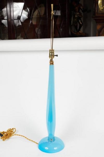 Elegant Italian murano blue sommerso glass lamp