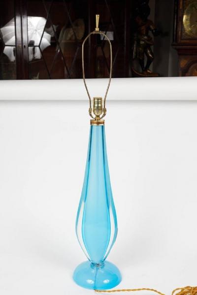 Elegant Italian murano blue sommerso glass lamp