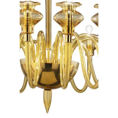Elegant Linear Modern Amber Murano Glass Chandelier