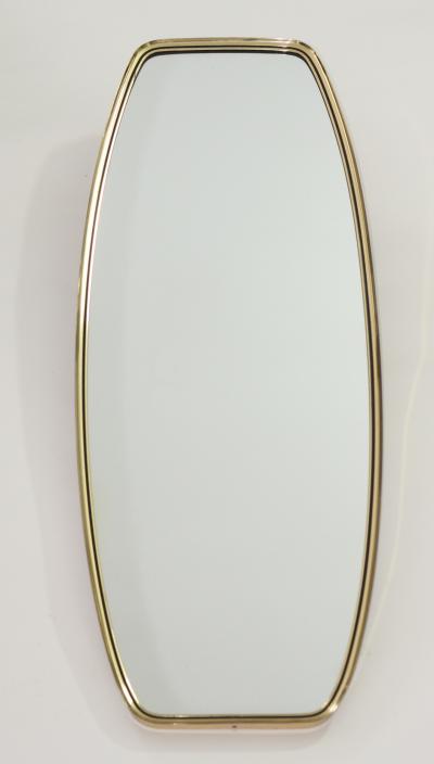 Elegant Long Rectangular Brass Frame Wall Mirror with Black Trim 1960 Italy