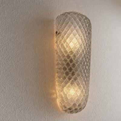 Elegant Mid Century Graniglia Rhombus Murano Glass Wall Sconces Set of 2