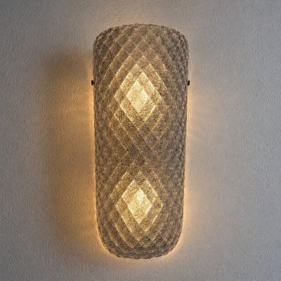 Elegant Mid Century Graniglia Rhombus Murano Glass Wall Sconces Set of 2