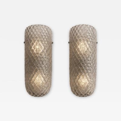 Elegant Mid Century Graniglia Rhombus Murano Glass Wall Sconces Set of 2