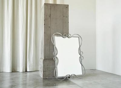 Elegant Mid Century Mirror in Metal by Mirox Belgium 1950s