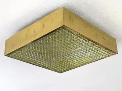 Elegant Mid Century Modern Brass Flush Mount or Ceiling Lamp Sweden 1960s