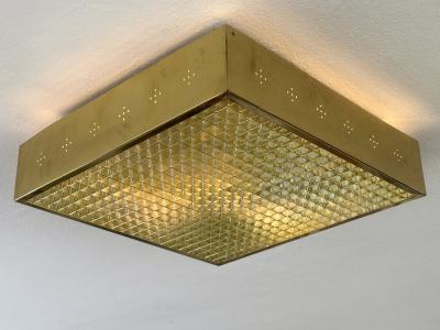 Elegant Mid Century Modern Brass Flush Mount or Ceiling Lamp Sweden 1960s