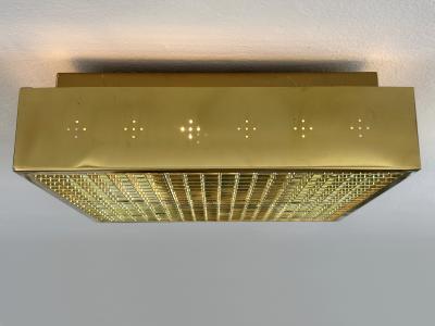 Elegant Mid Century Modern Brass Flush Mount or Ceiling Lamp Sweden 1960s