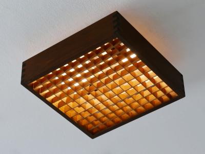 Elegant Mid Century Modern Pine Wood Flush Mount or Ceiling Lamps Sweden 1970s