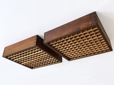 Elegant Mid Century Modern Pine Wood Flush Mount or Ceiling Lamps Sweden 1970s