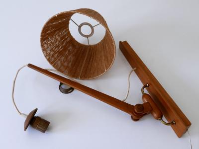 Elegant Mid Century Modern Swing Teak Sisal Wall Light Denmark 1960s