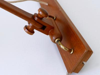 Elegant Mid Century Modern Swing Teak Sisal Wall Light Denmark 1960s