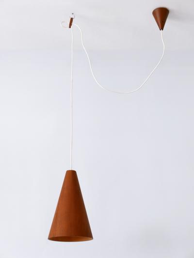 Elegant Mid Century Modern Teak Pendant Lamp or Hanging Light Scandinavia 1960s