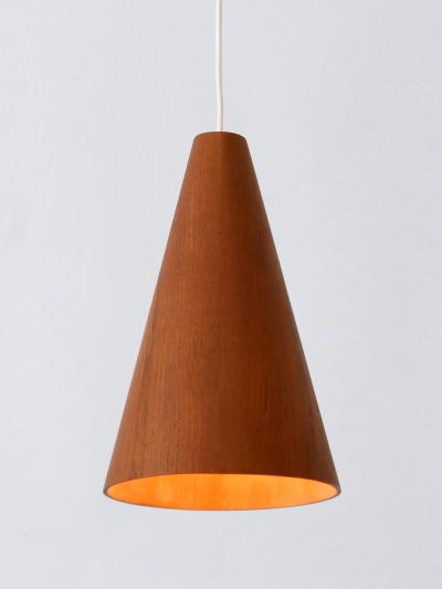 Elegant Mid Century Modern Teak Pendant Lamp or Hanging Light Scandinavia 1960s