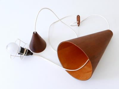 Elegant Mid Century Modern Teak Pendant Lamp or Hanging Light Scandinavia 1960s