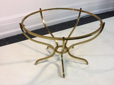 Elegant Modern Italian Etched and Enameled Glass and Brass Coffee Table