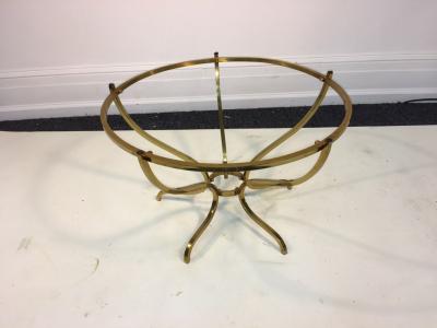 Elegant Modern Italian Etched and Enameled Glass and Brass Coffee Table