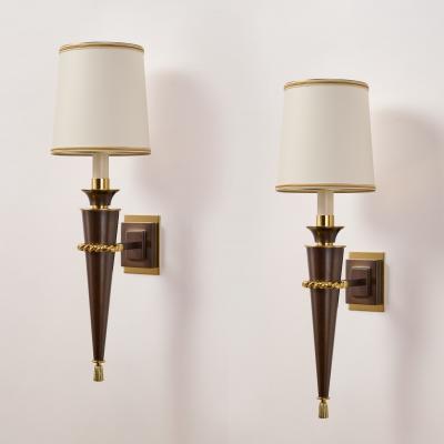 Elegant Pair of French 1950s Bronze Sconces