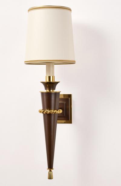 Elegant Pair of French 1950s Bronze Sconces